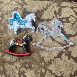 Colorful varied Horse Ornament Set of three